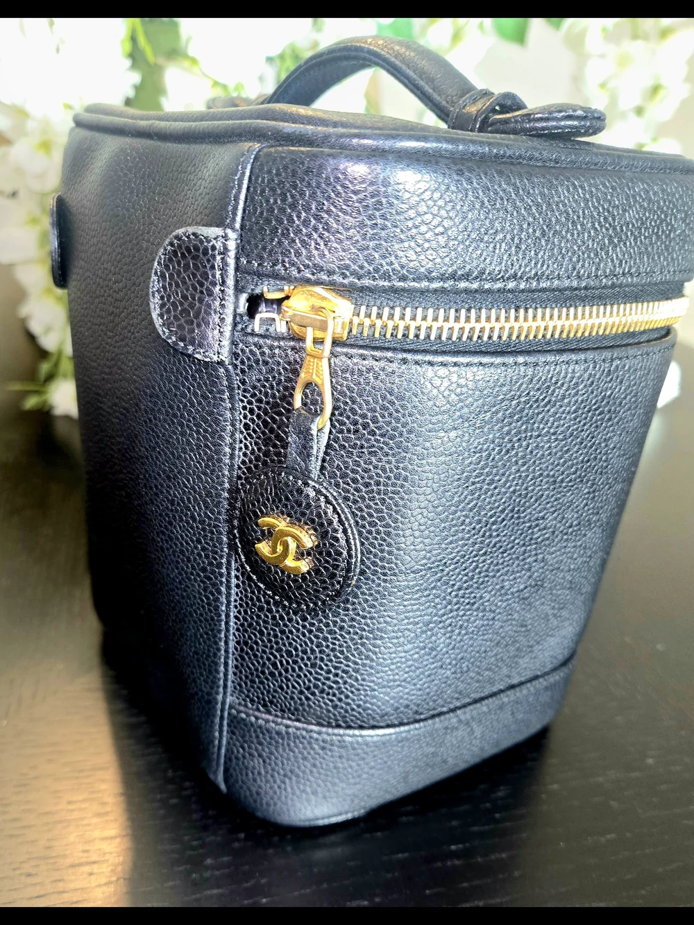 Chanel Vintage Caviar Leather Timeless Tall Vanity Case